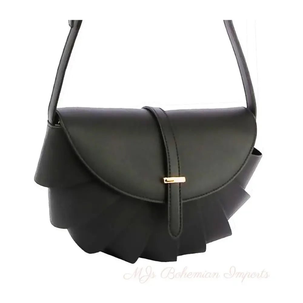 Black Pleated Semicircle Crossbody