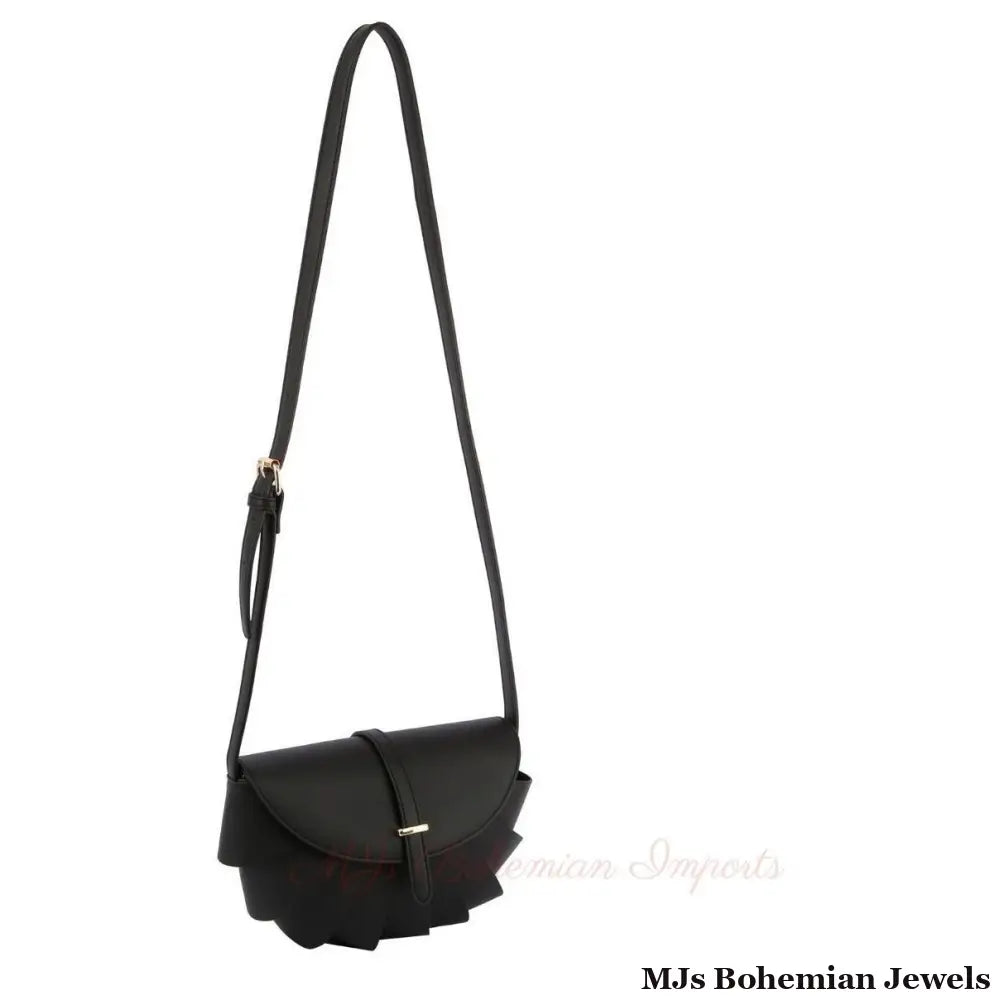 Black Pleated Semicircle Crossbody