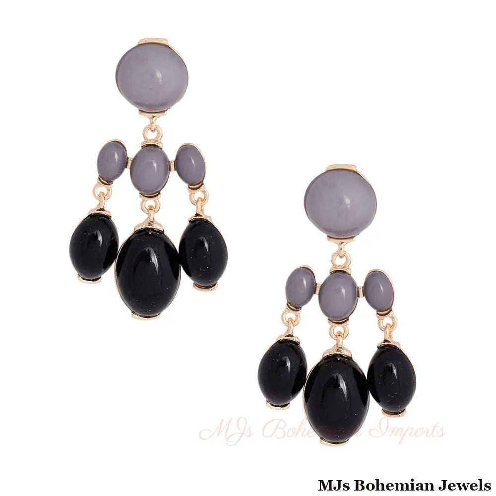 Black Resin Bead Drop Earrings