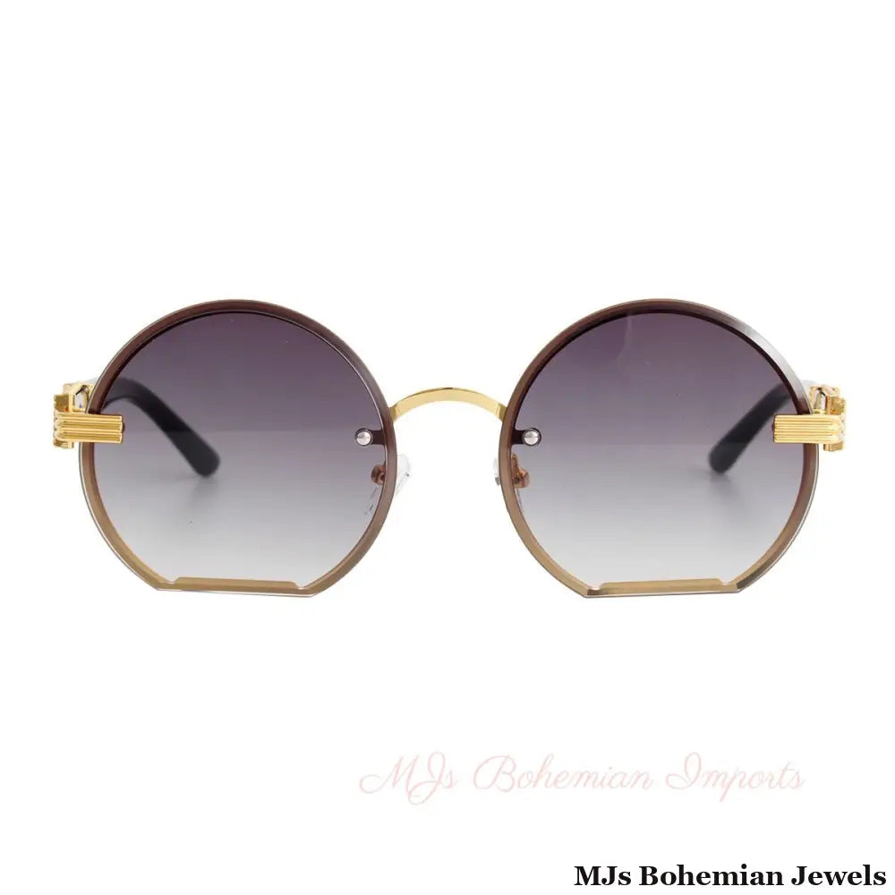 Black Round Flat Sunglasses