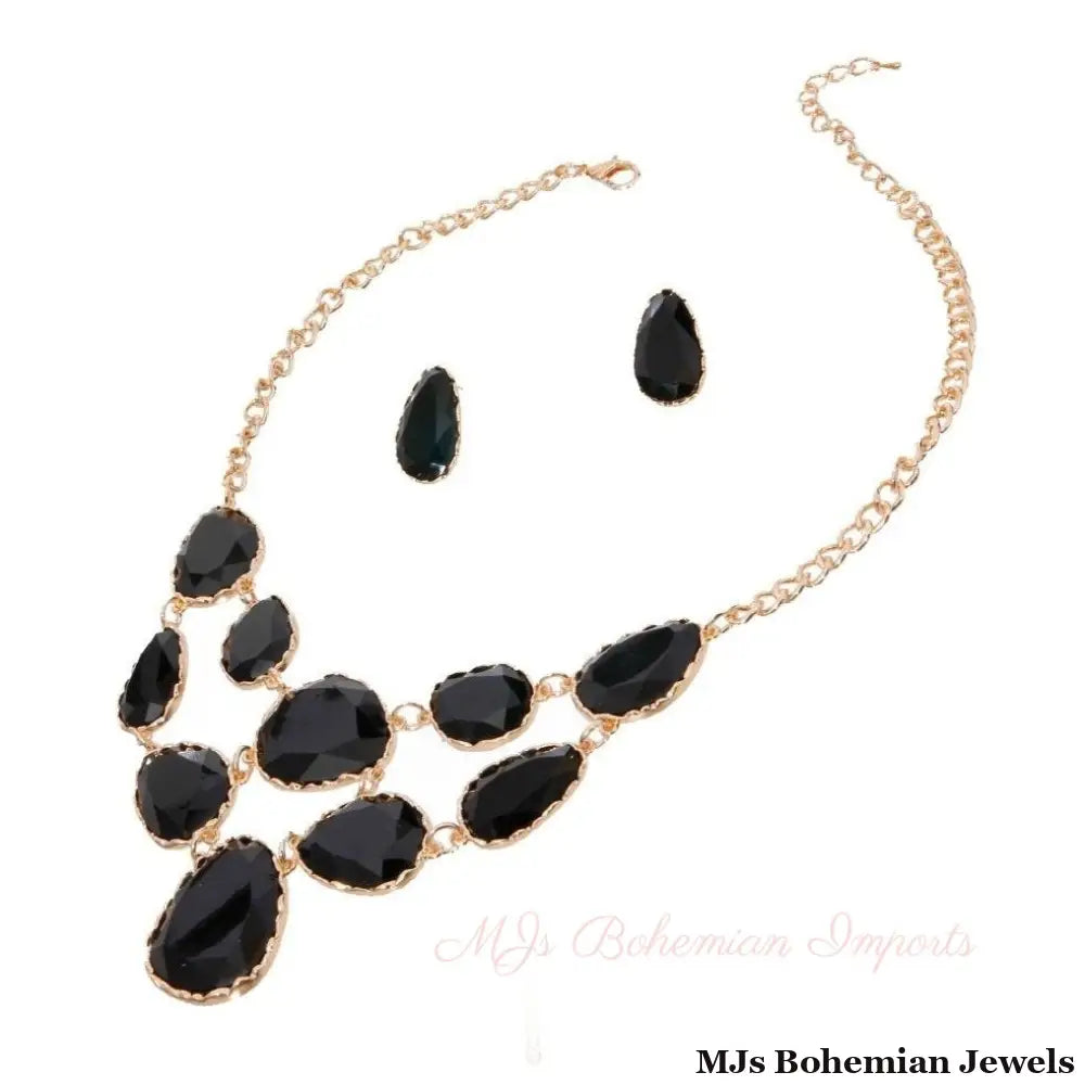 Black Short Necklace Irregular Resin Teardrop inset