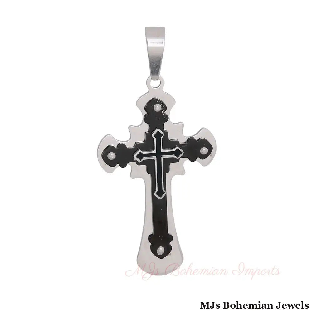 Black Stainless Steel Cross Pendant