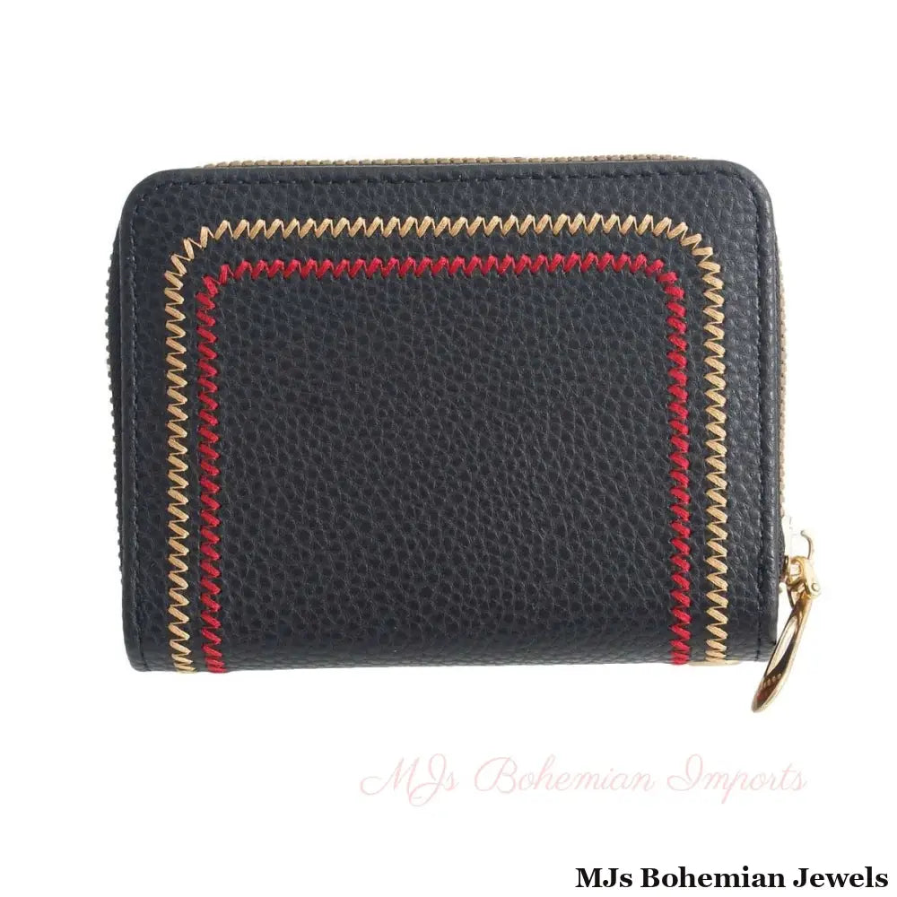 Black Stitched Bifold Wallet