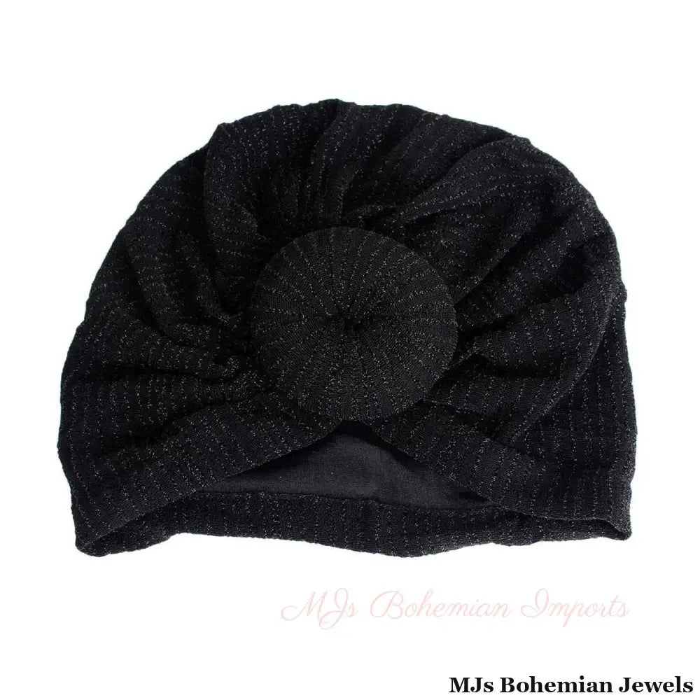 Black Stripe Donut Knot Turban