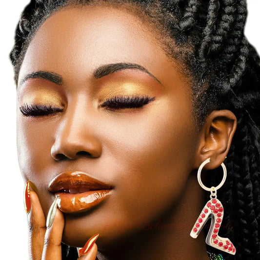 Bling Boutique High Heel Red Hoops