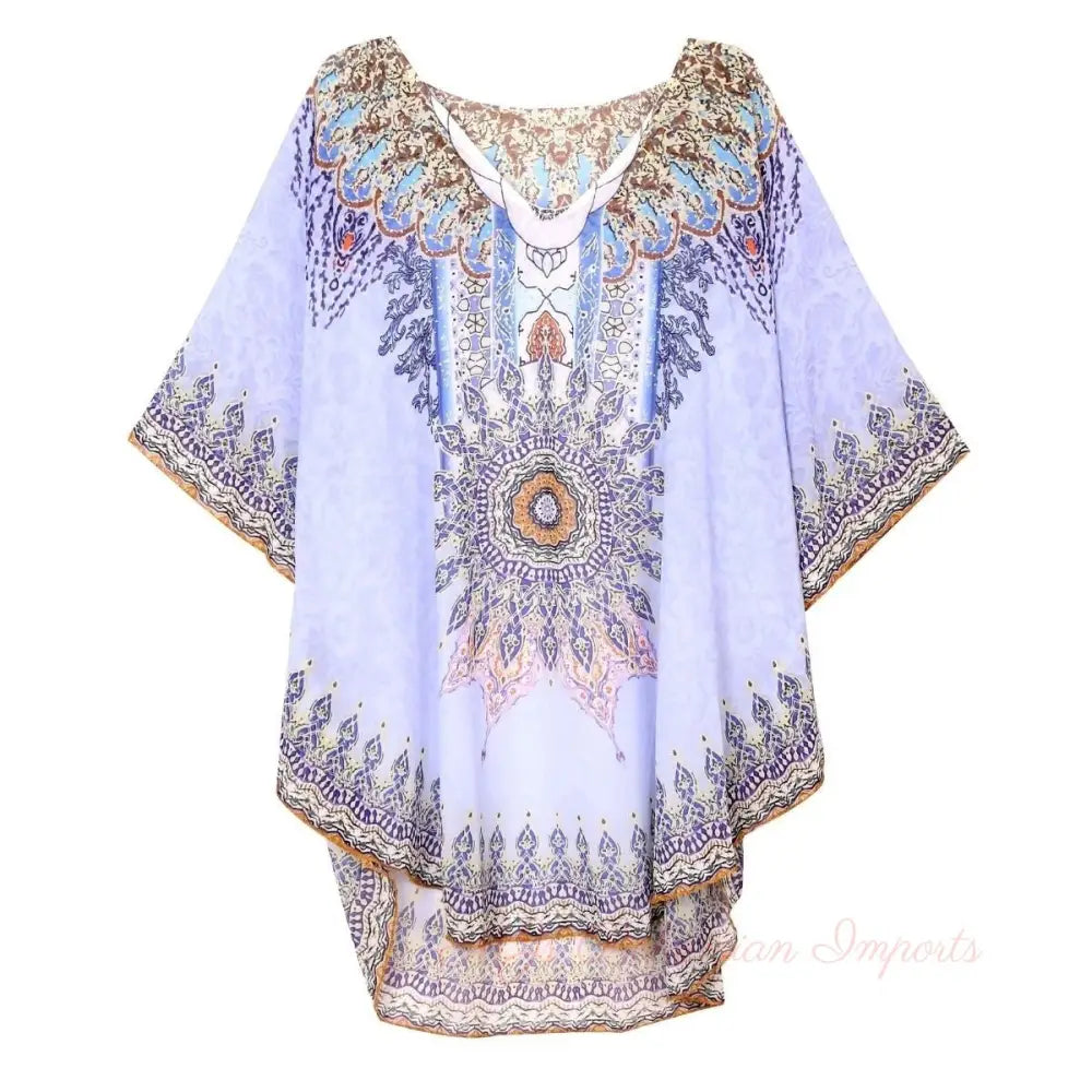 Blue African Print Rouned Poncho