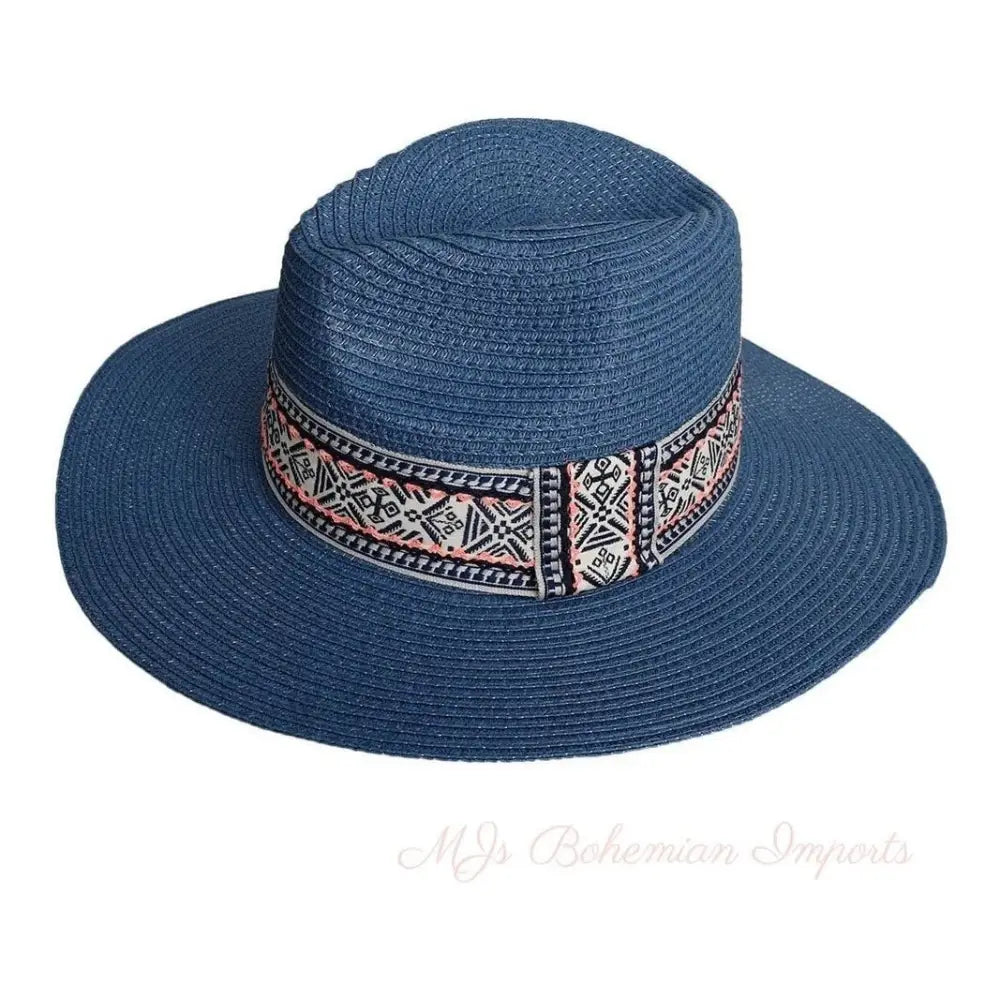 Blue Boho Navy Band Panama Hat