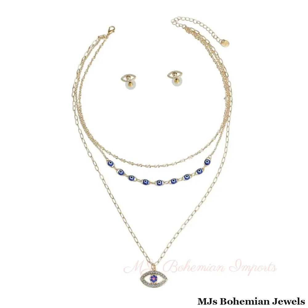 Blue Evil Eye Gold Chain Necklace