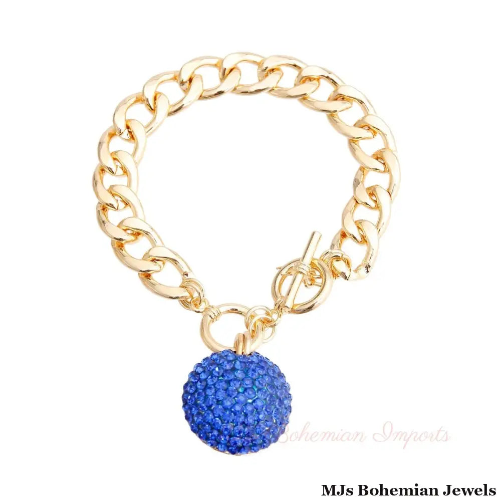 Blue Pave Ball Toggle Bracelet