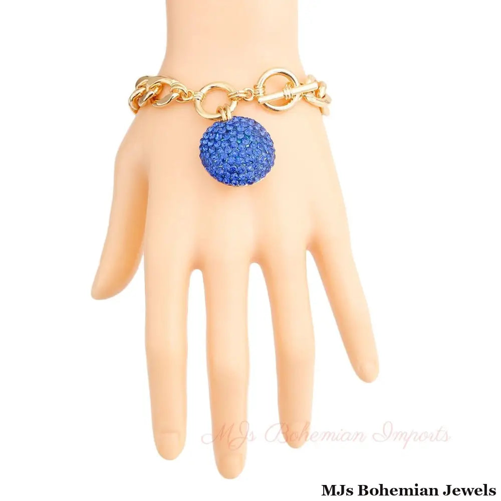 Blue Pave Ball Toggle Bracelet