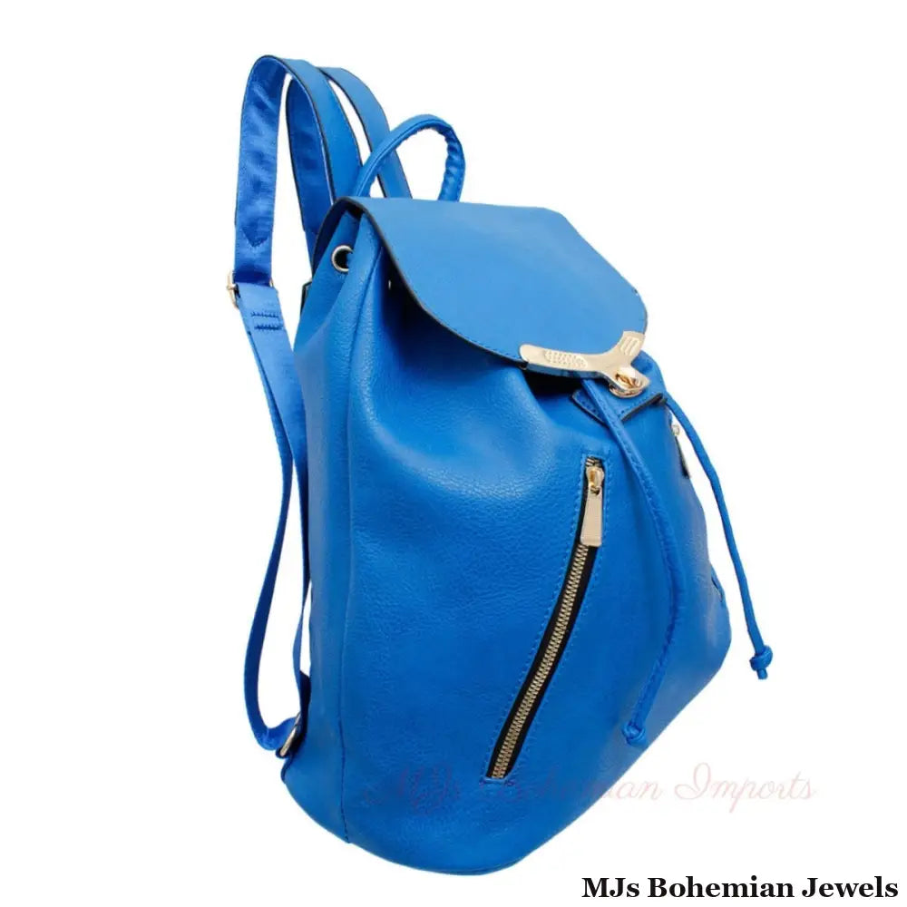 Blue Zipper Pocket Backpack