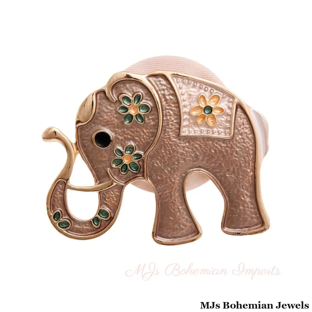 Brown and Gold Elephant Magnet Brooch