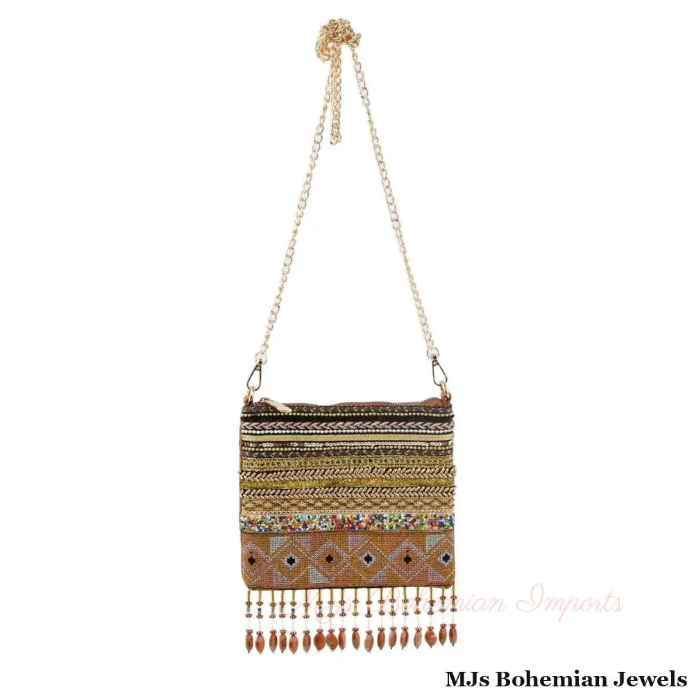 Brown Boho Beaded Crossbody
