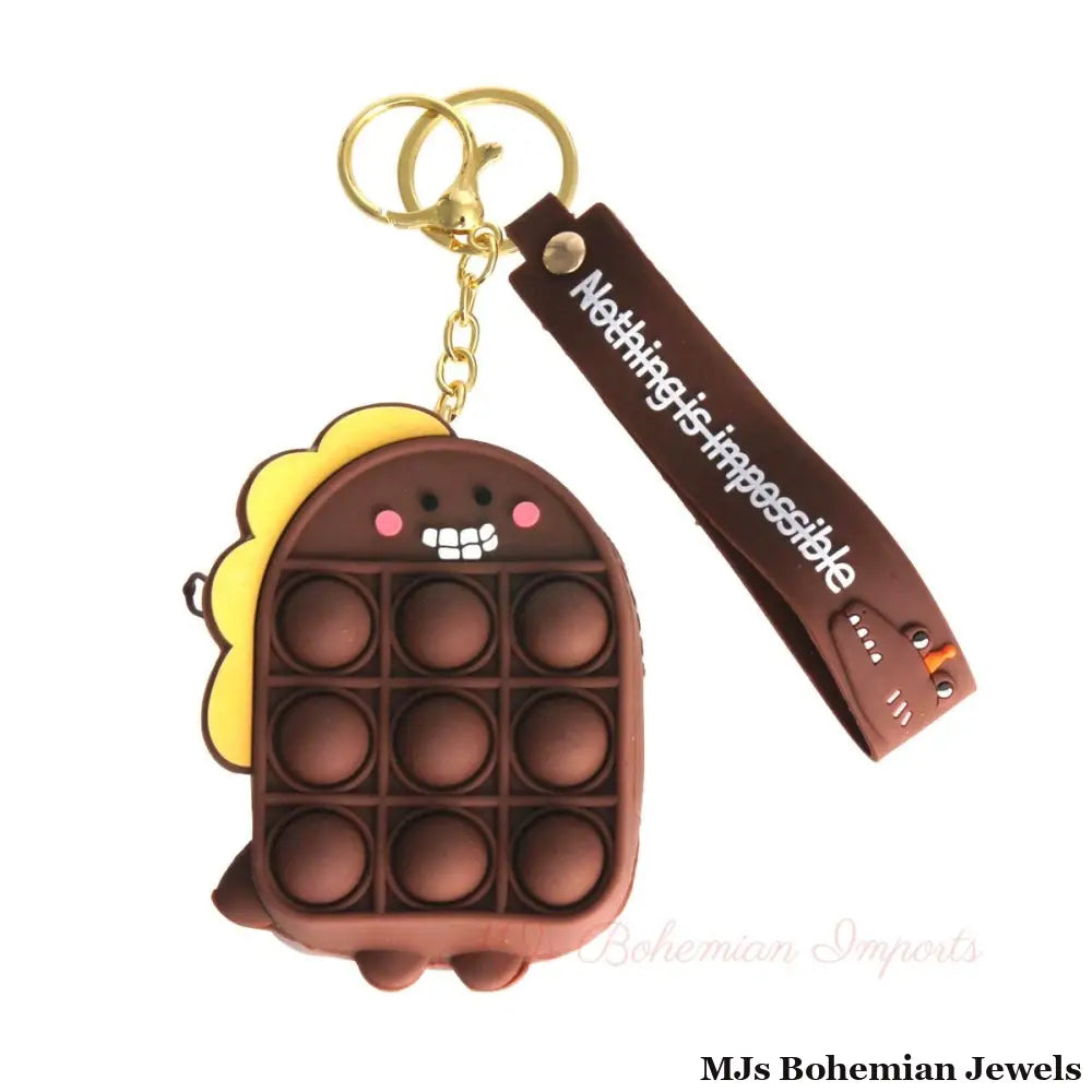 Brown Dino Bubble Pop Keychain