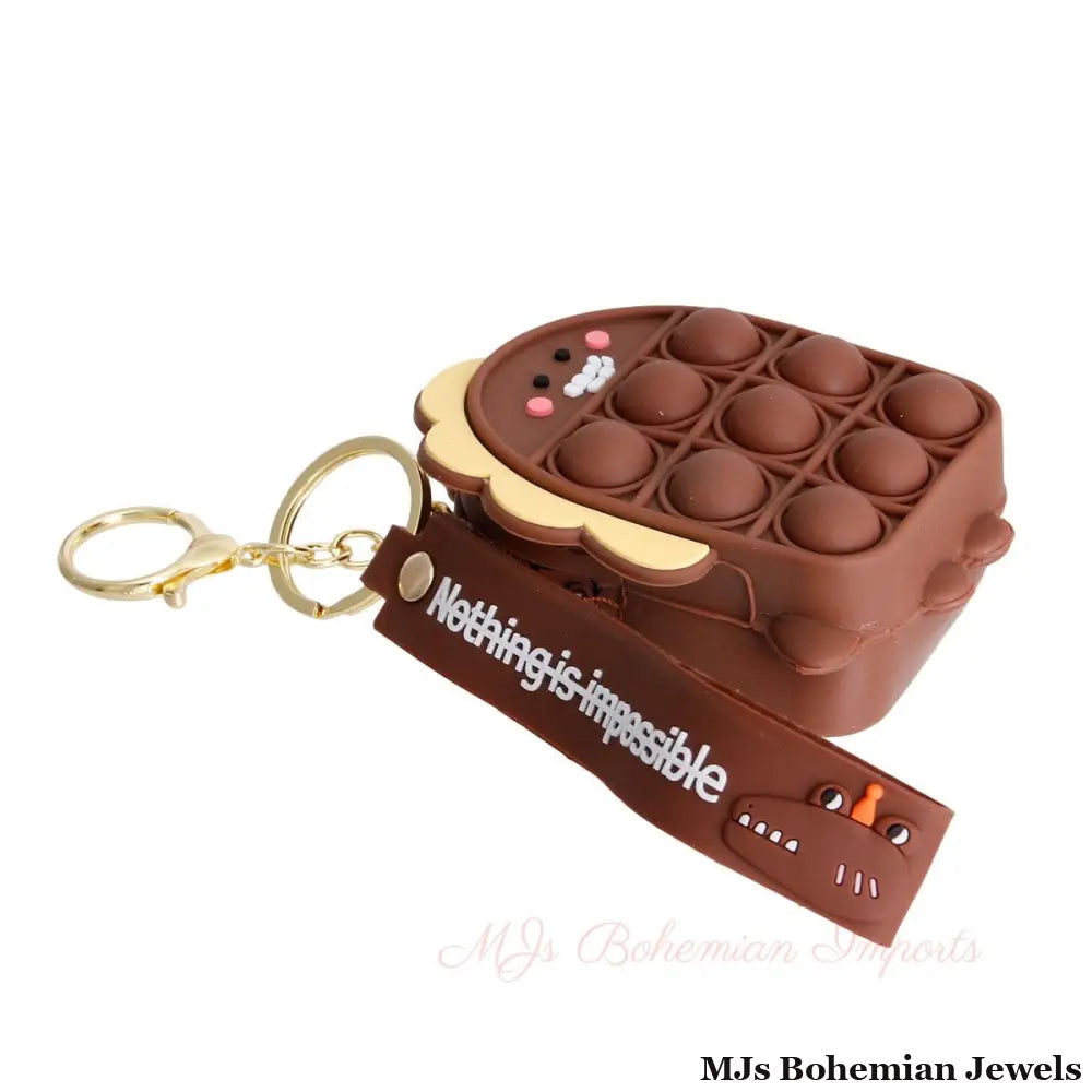 Brown Dino Bubble Pop Keychain
