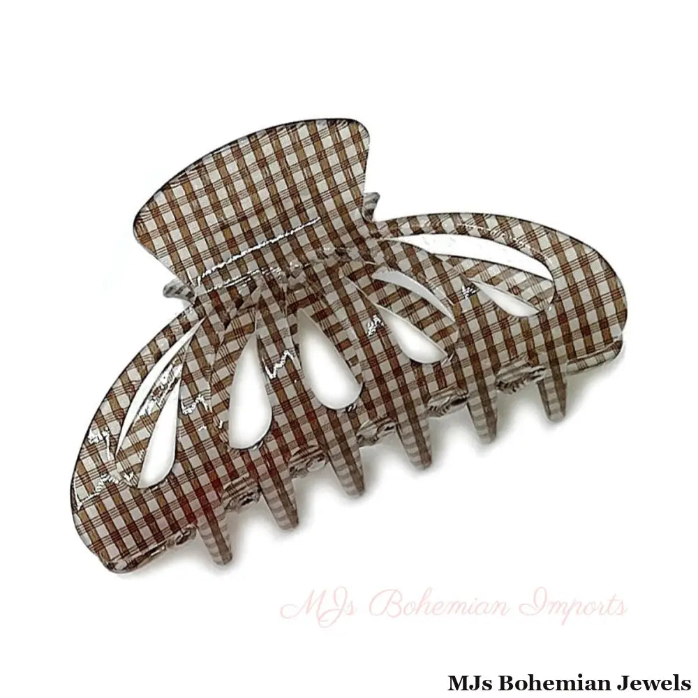 Brown Gingham Big Hair Claw Clip