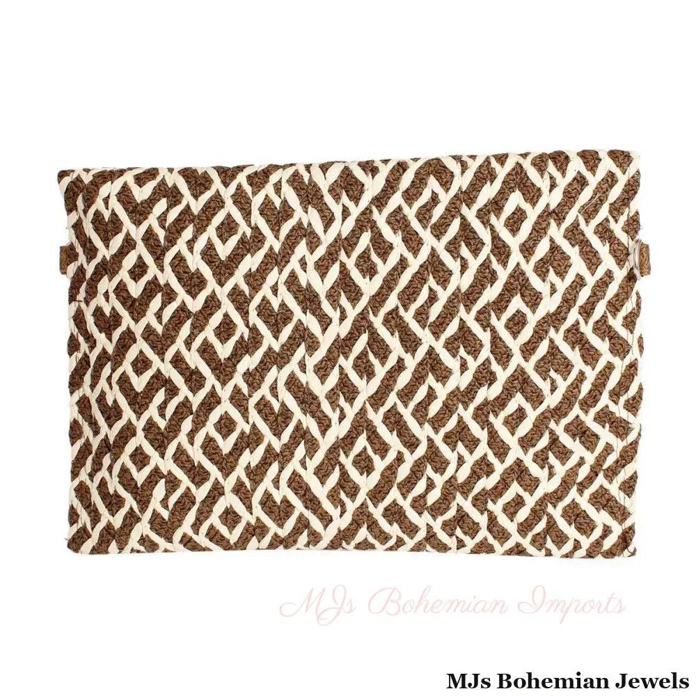 Brown Pattern Flap Clutch