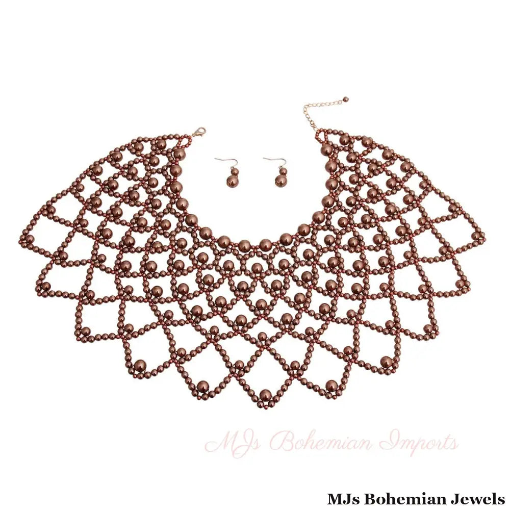 Brown Pearl Choker Cape