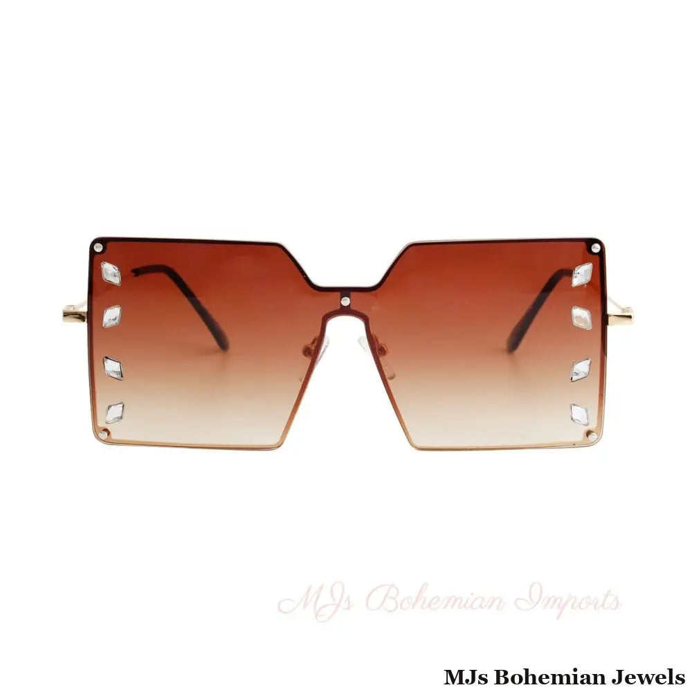 Brown Square Stone Sunglasses