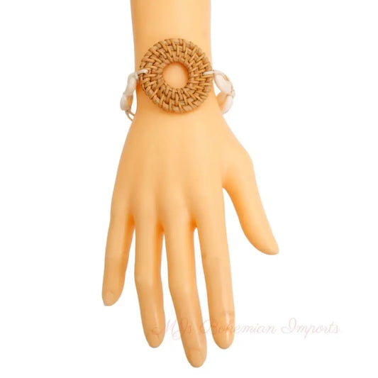 Brown Woven Ring Shell Bracelet