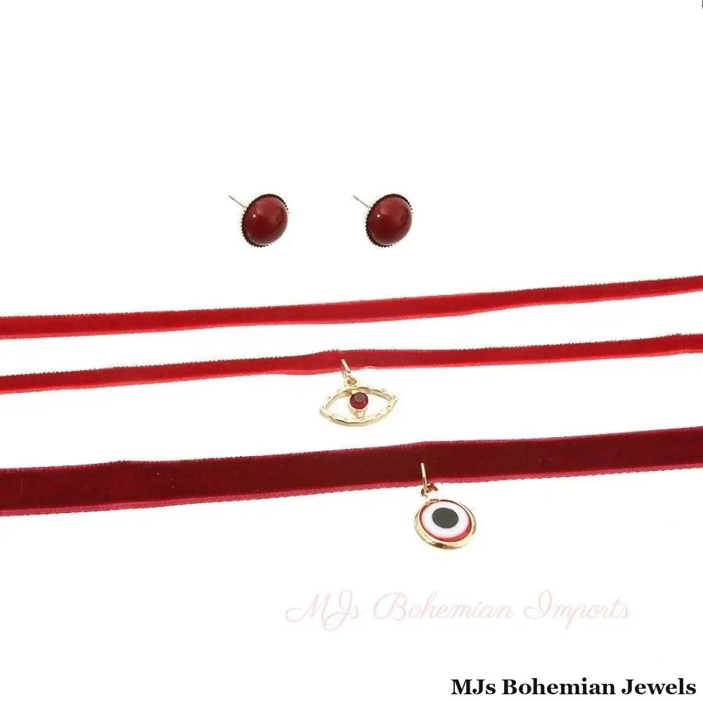 Burgundy Evil Eye Layered Choker