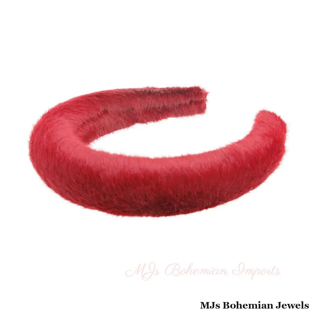 Burgundy Fur Headband