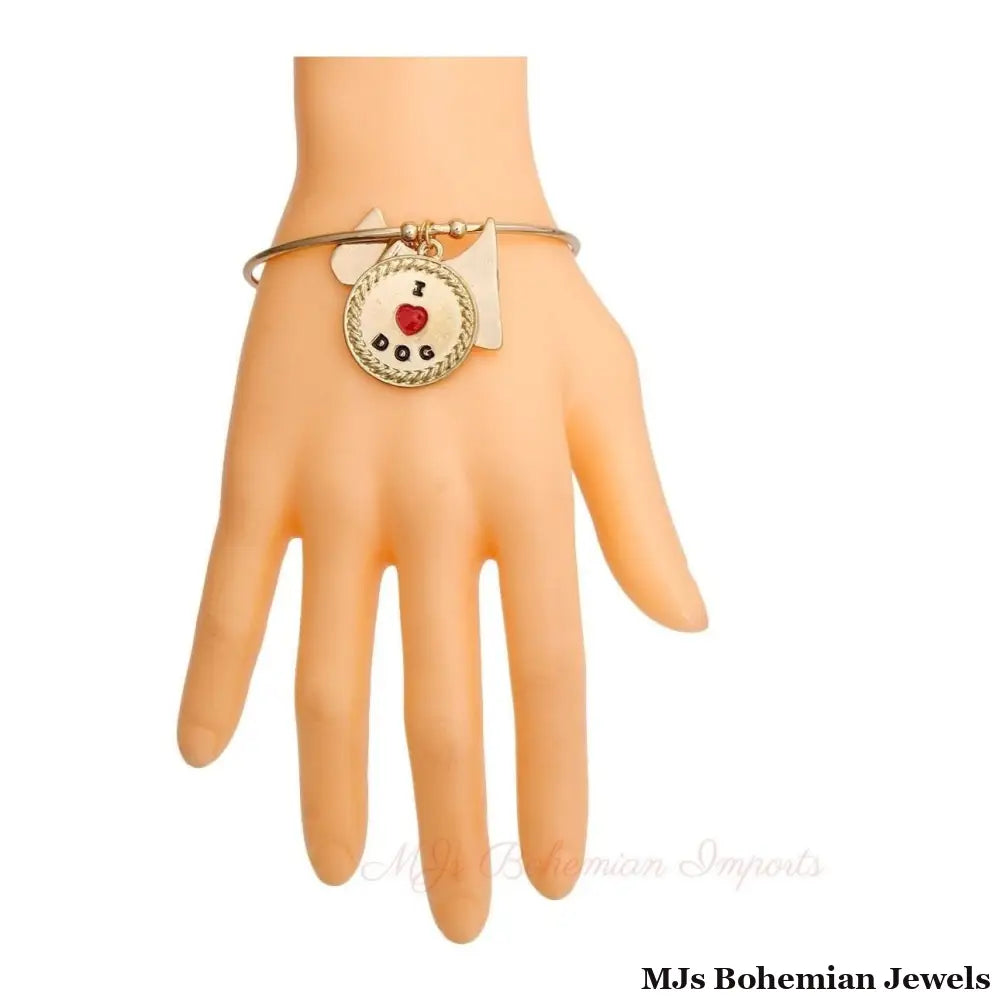 Burnished Gold Dog Charm Bracelet