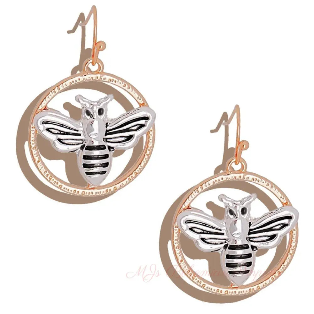 Burnished Metal Bee Earrings