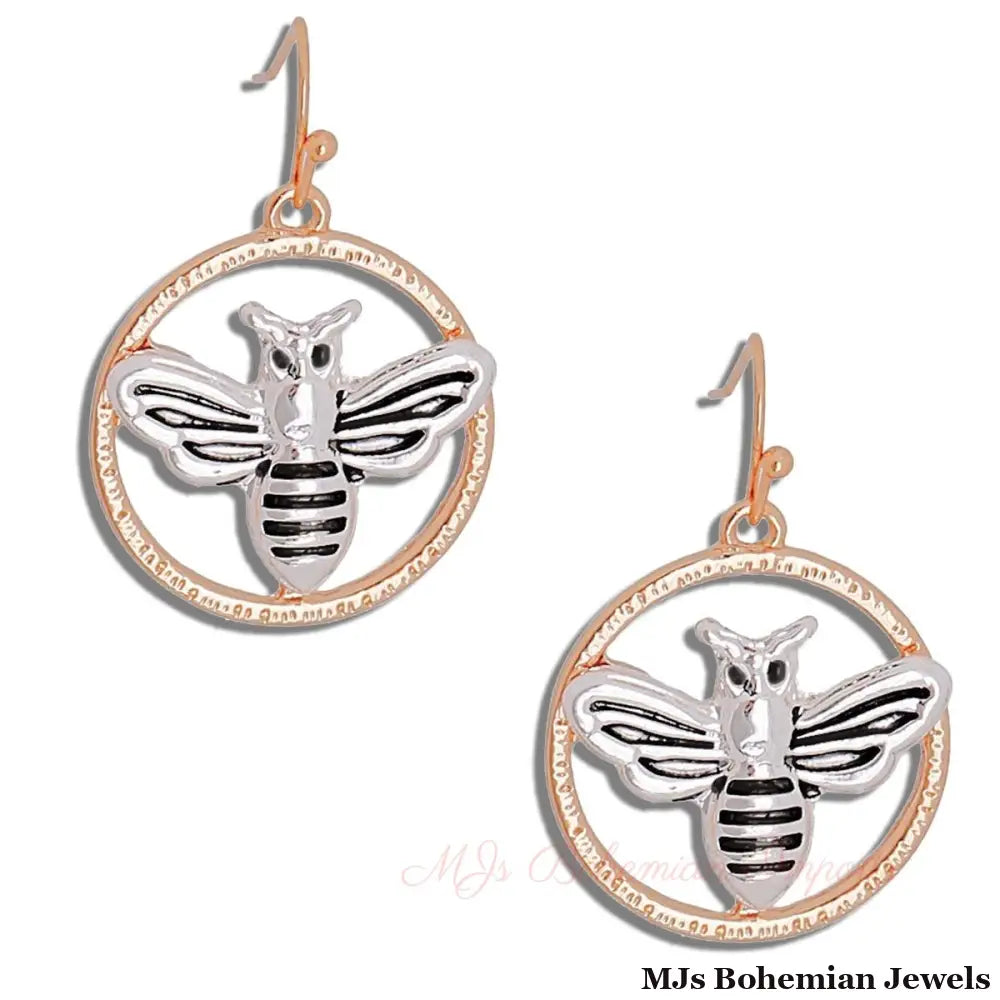 Burnished Metal Bee Earrings