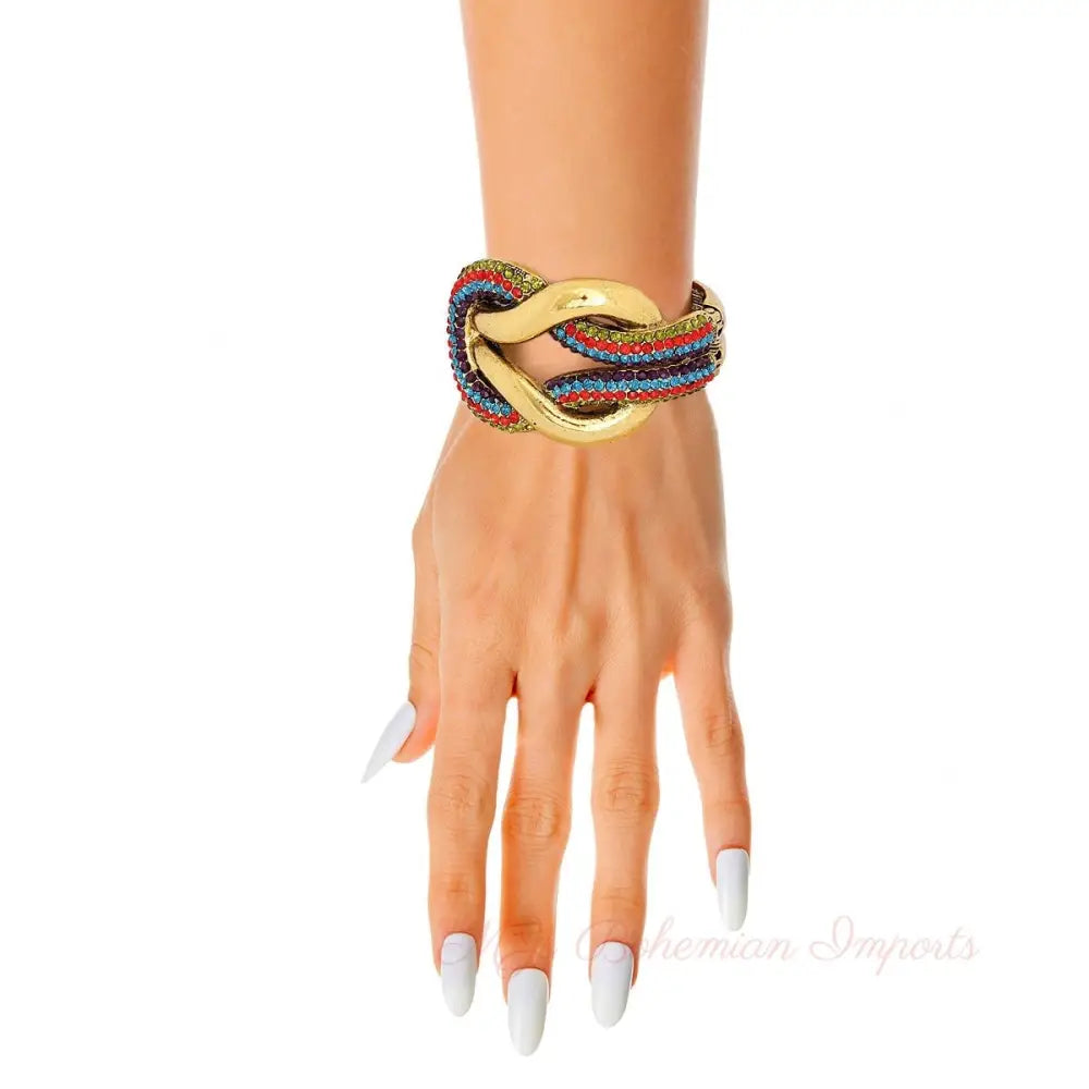 Burnished Rhinestone Knot Cuff