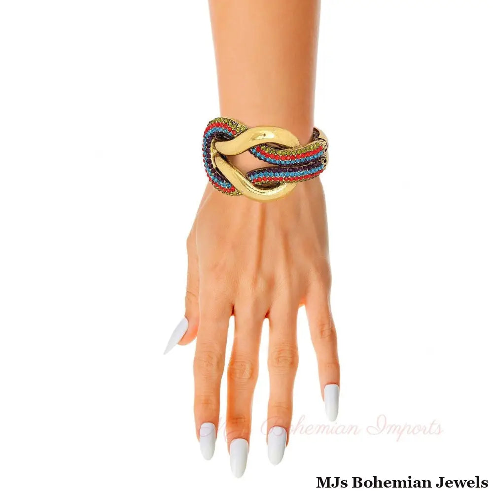 Burnished Rhinestone Knot Cuff