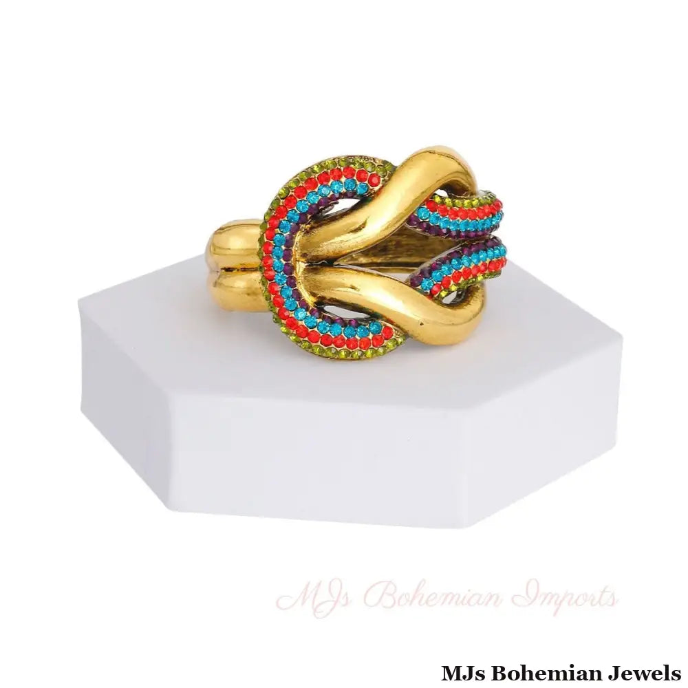 Burnished Rhinestone Knot Cuff