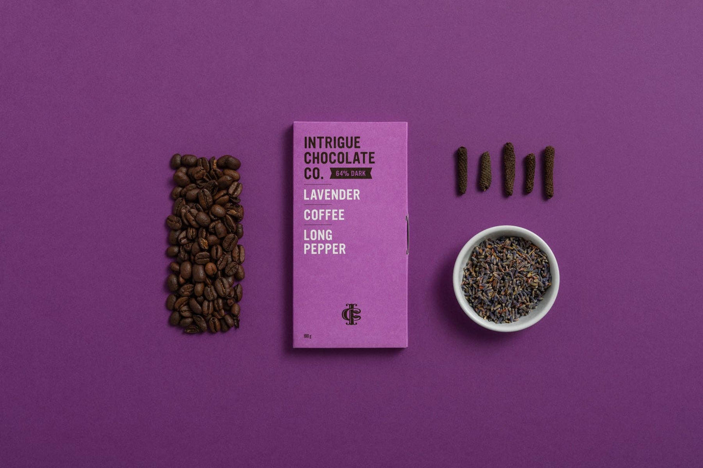 Intrigue Chocolate: Lavender, Coffee, Long Pepper Bar