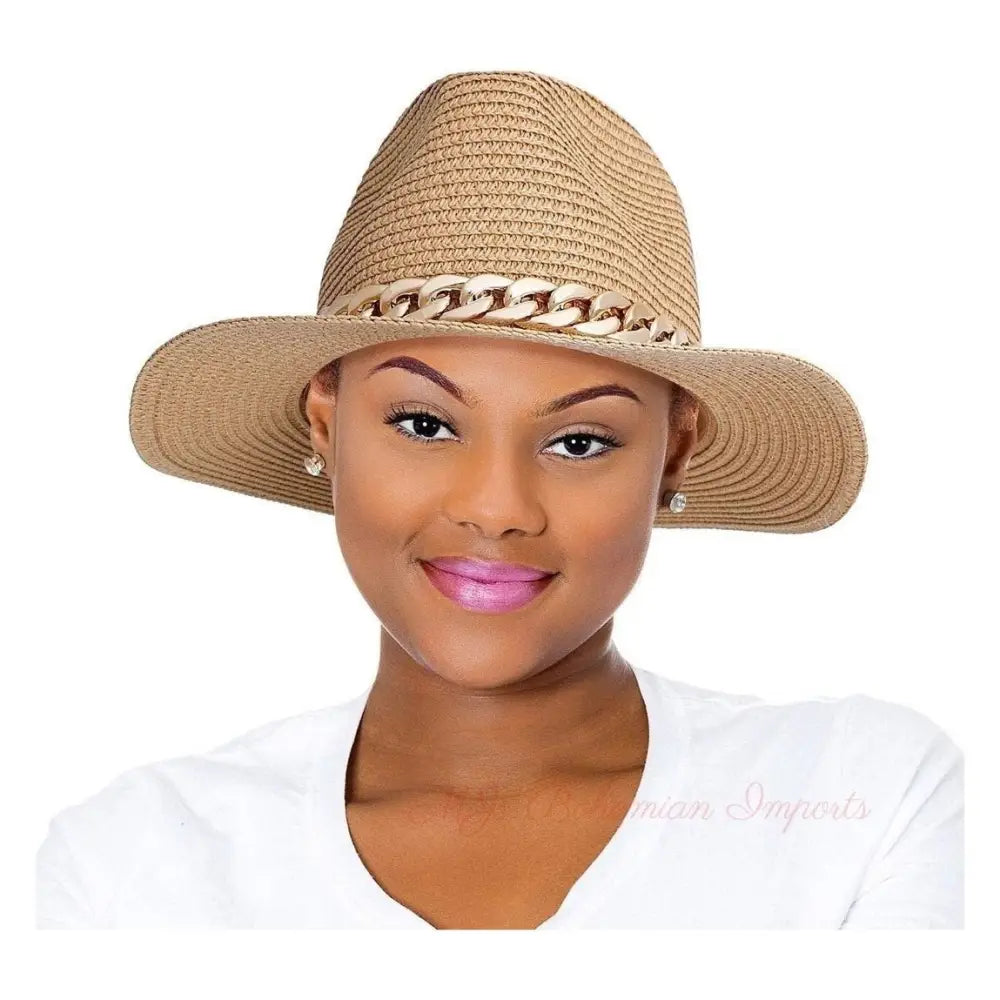 Camel Chain Band Panama Hat