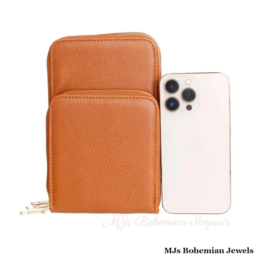 Camel Triple Pocket Crossbody