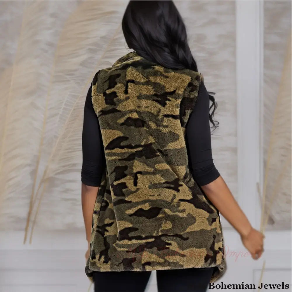 Camo Faux Fur Vest