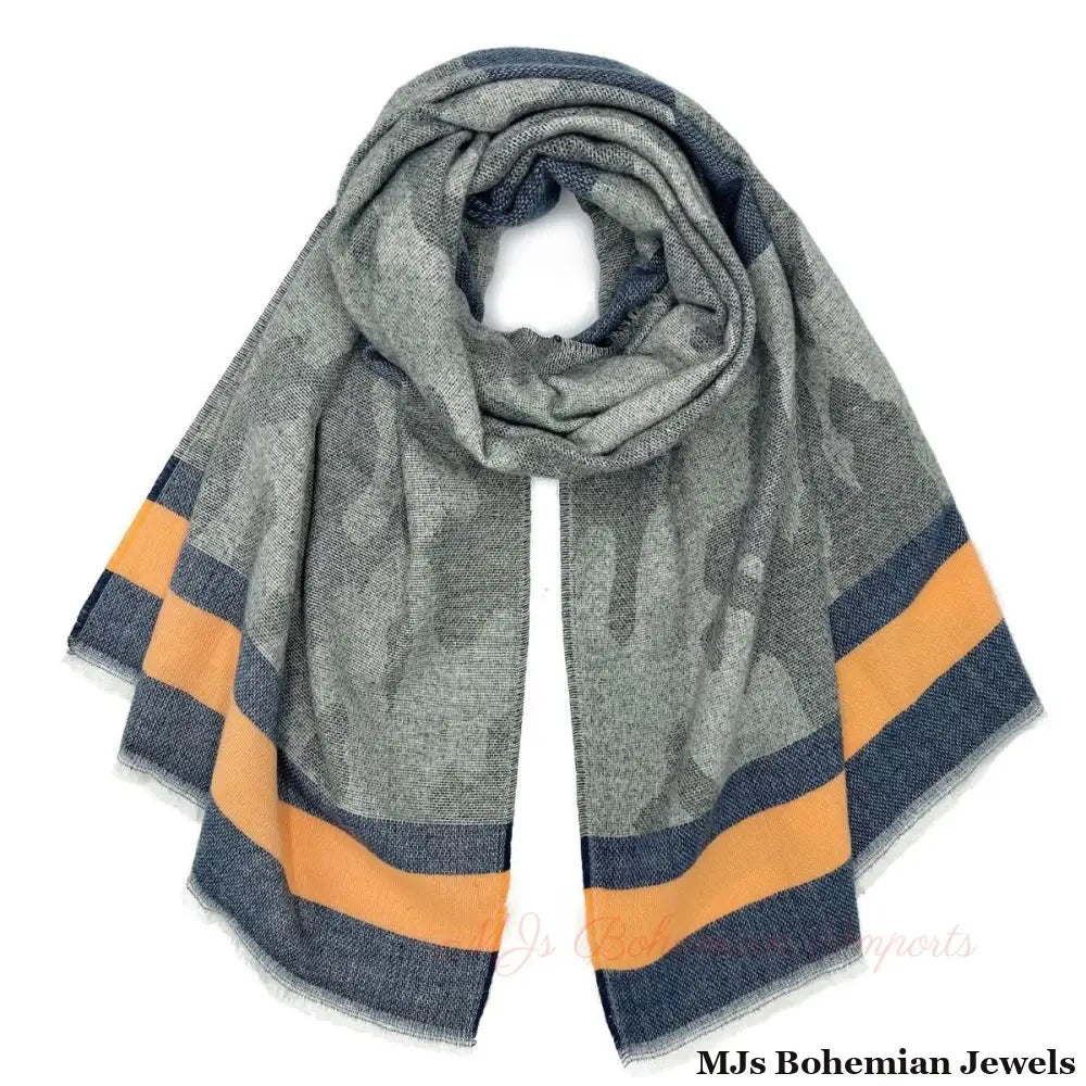 Camo Stripe Frayed Edge Scarf