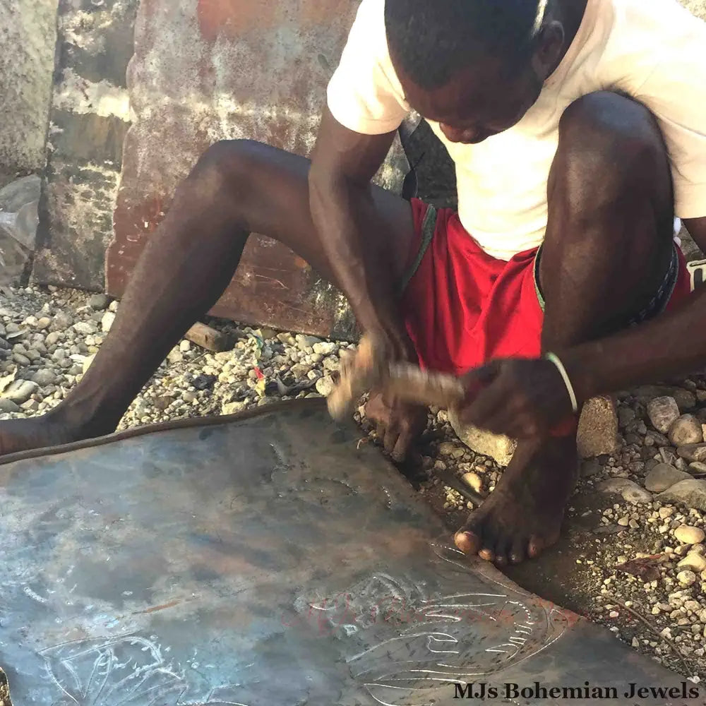 Cardinal on Branch, Painted Haitian Steel Drum Wall Art