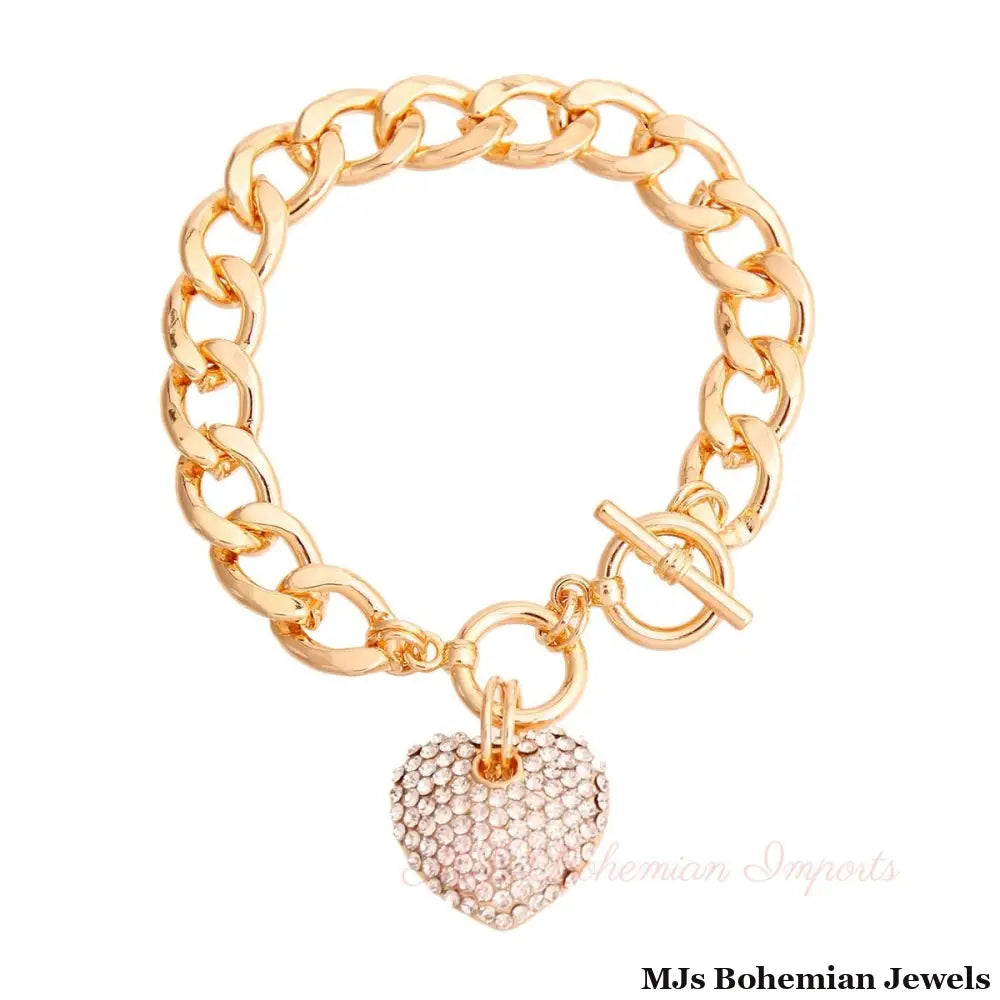 Clear Gold Heart Toggle Bracelet