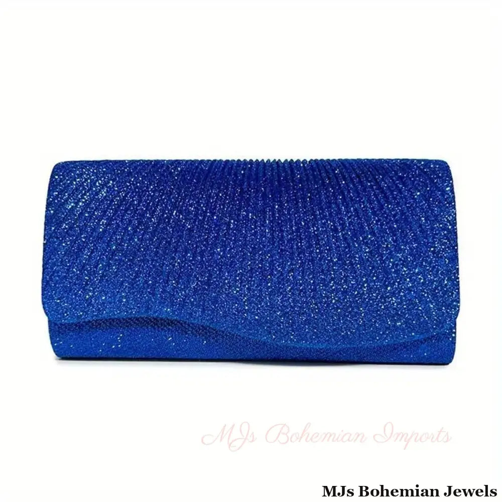 Clutch Blue Ruched Evening Bag for Women