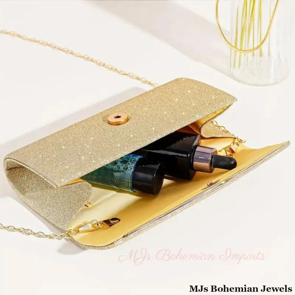 Clutch Gold Sparkle Flap Clutch for Women