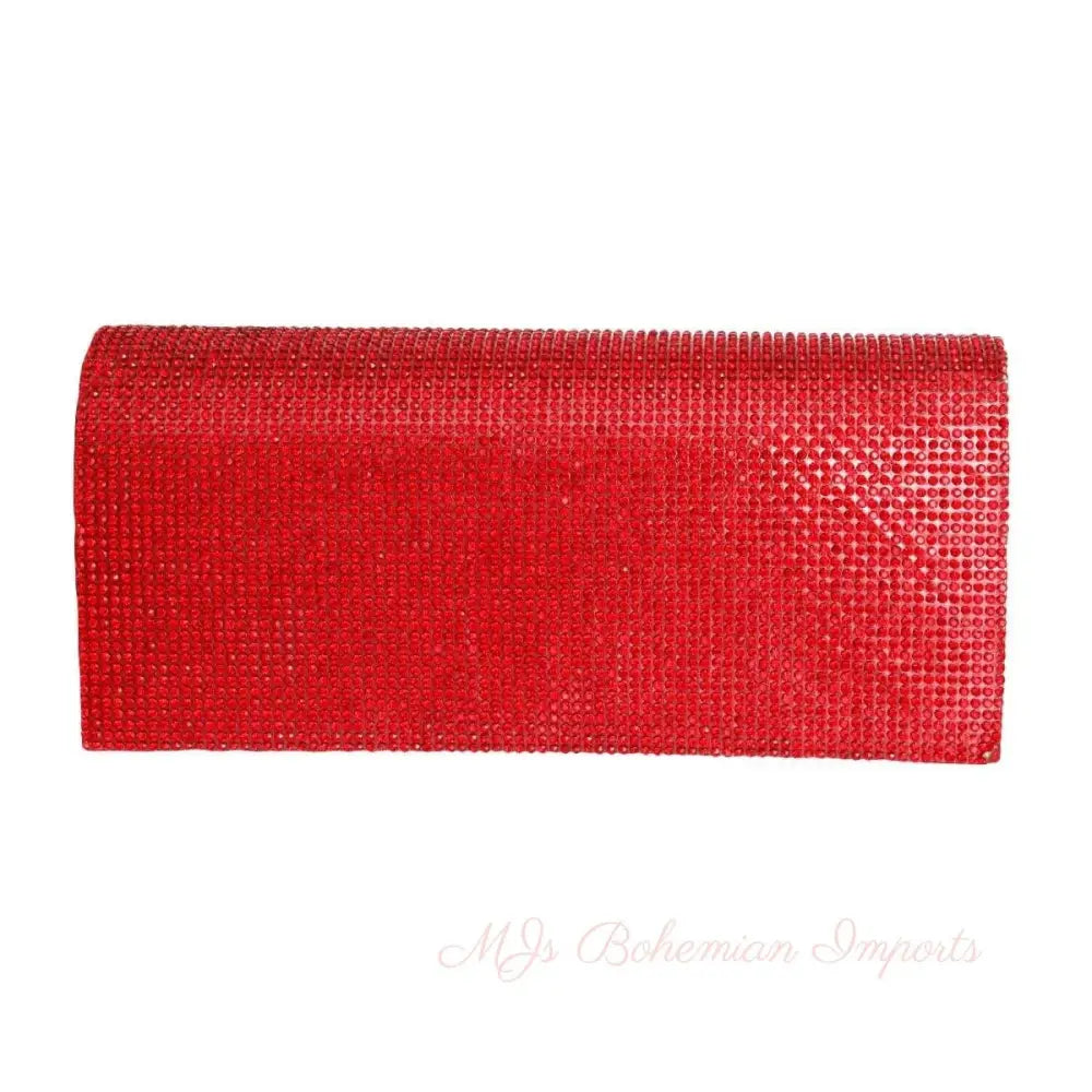 Clutch Red Rhinestone Evening Bag for Women