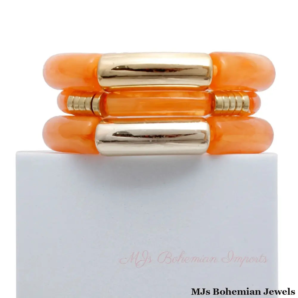 Coral Tube Stretch Bangle Set