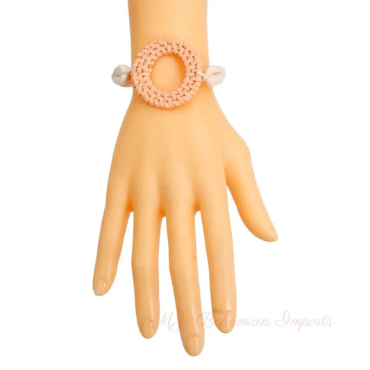 Coral Woven Shell Bracelet