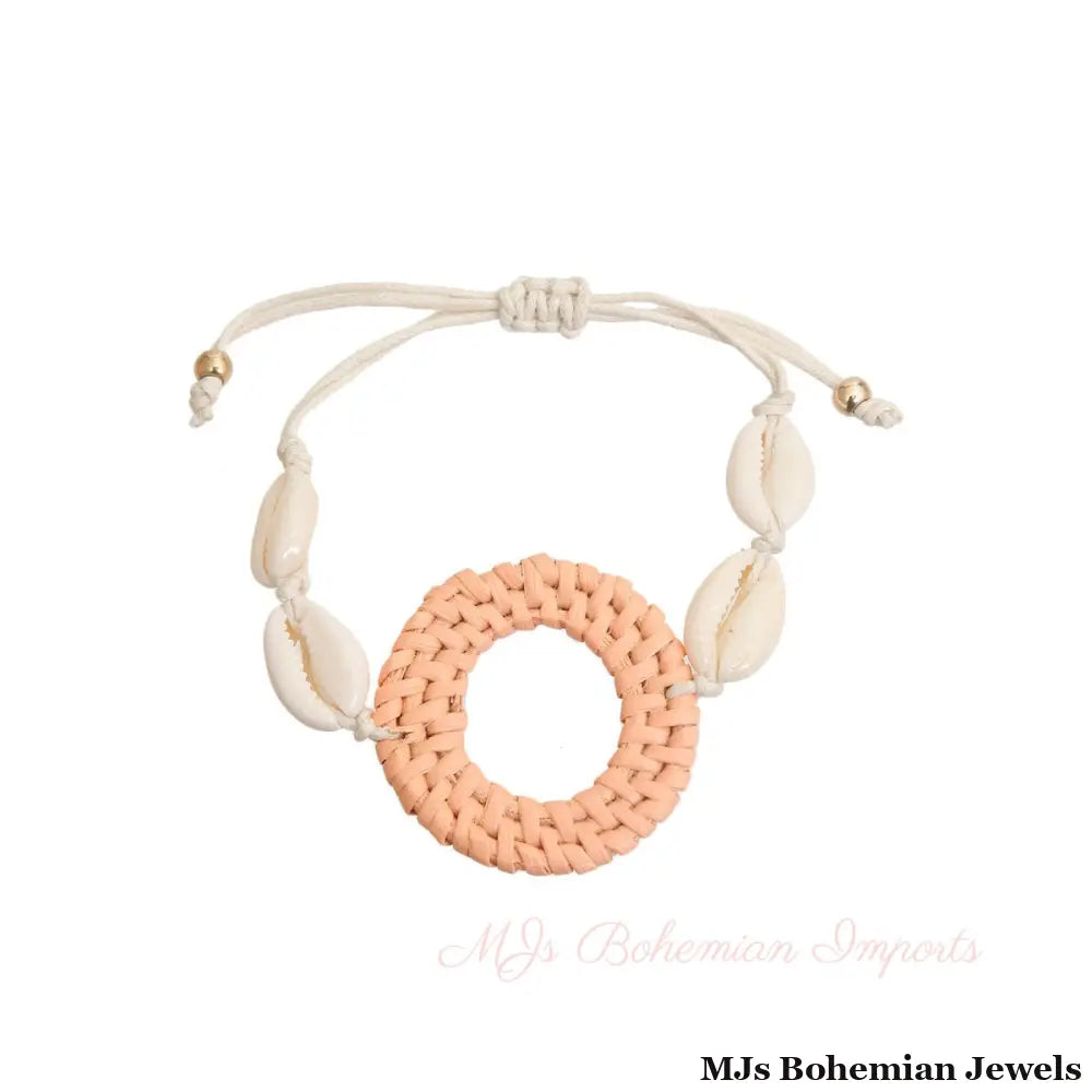 Coral Woven Shell Bracelet