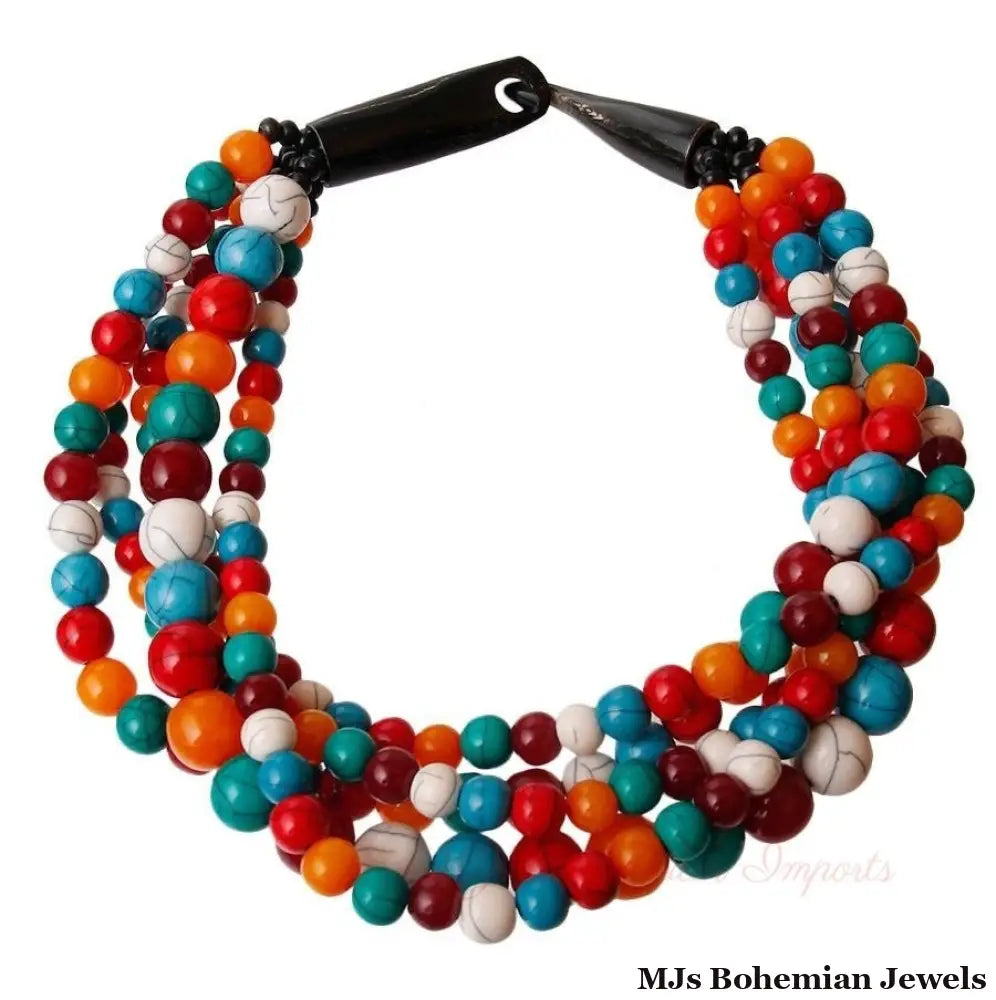 Cracked Multi Color Buffalo Horn Necklace