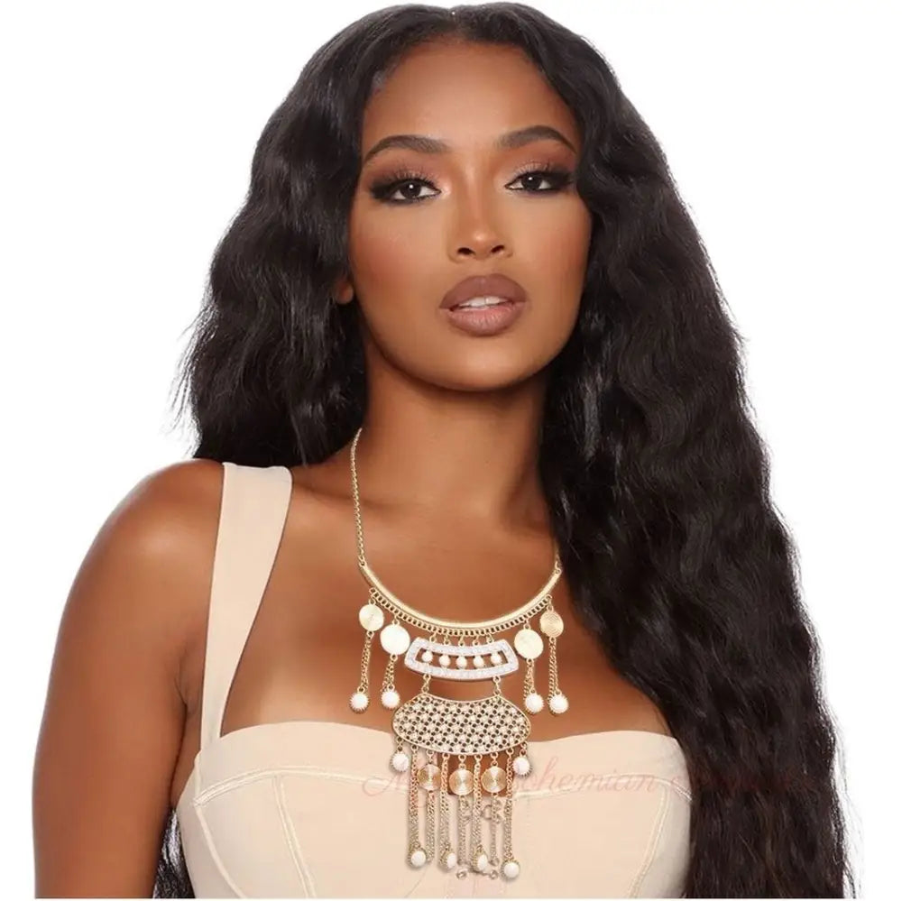 Cream Charm Metal Necklace Set