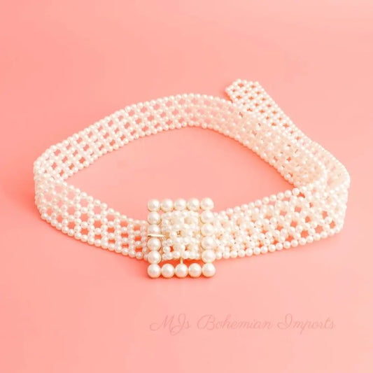Cream Fancy Pearl Belt