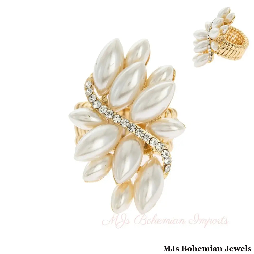 Cream Marquise Pearl Ring