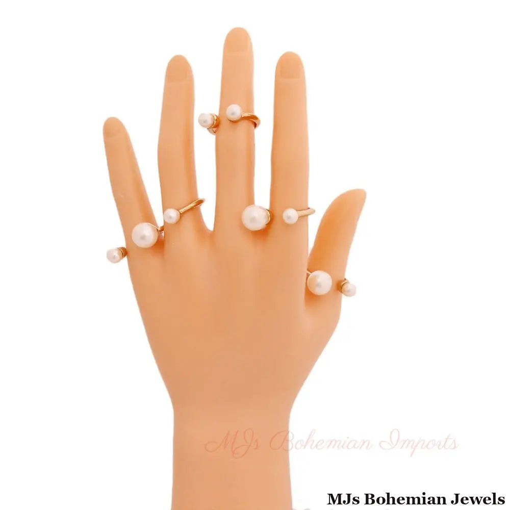 Cream Pearl Midi Ring Set